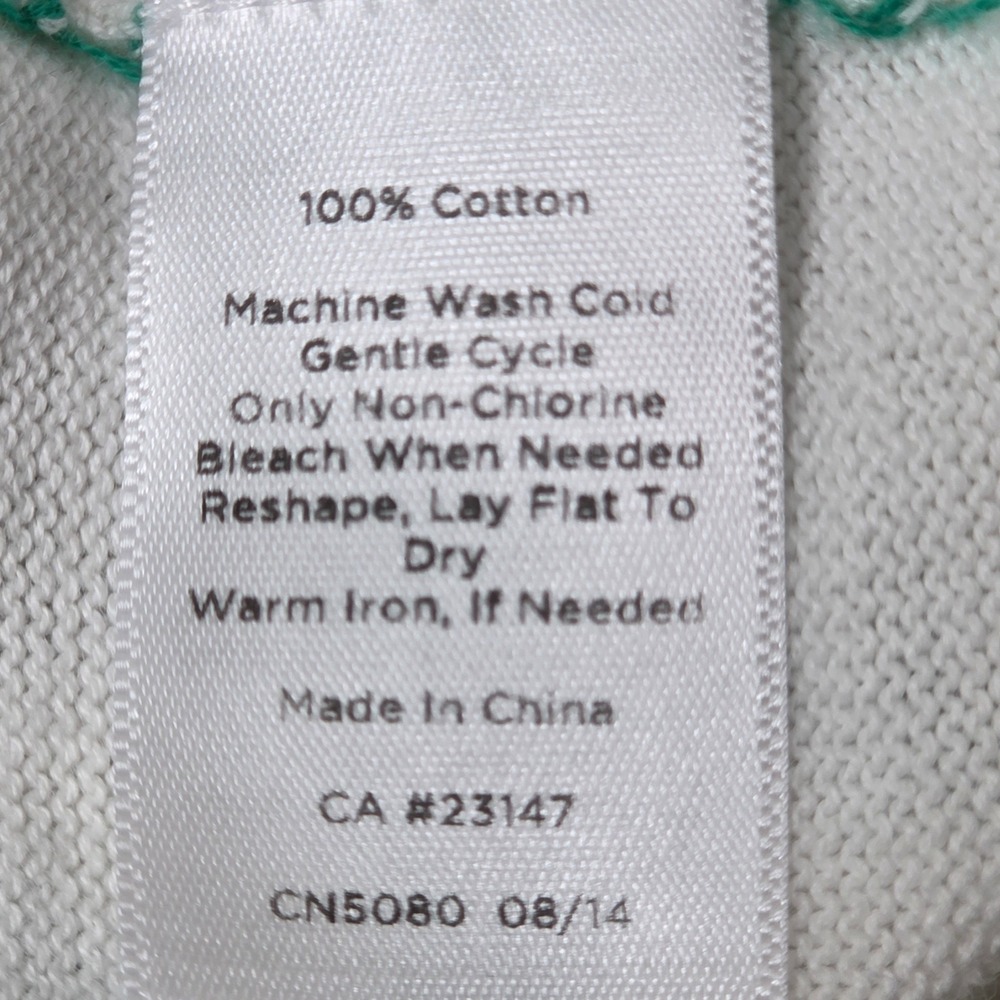 Talbots Green White Striped Cotton Knit Cardigan XL Bicycle Embroidered Preppy - Picture 12 of 12